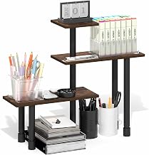 Furinno Turn-N-Tube Desk Organizers and Accessories, 3-Tier Desktop Organizer, Adjustable Desk Shelf, for Home Office, Study Room, Dorm Room, Organizers and Storage, Amber Pine