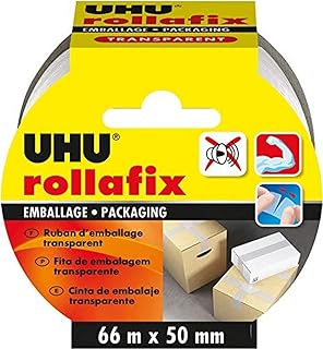 UHU Rollafix Packaging Tape Transparent 66 m x 50 mm