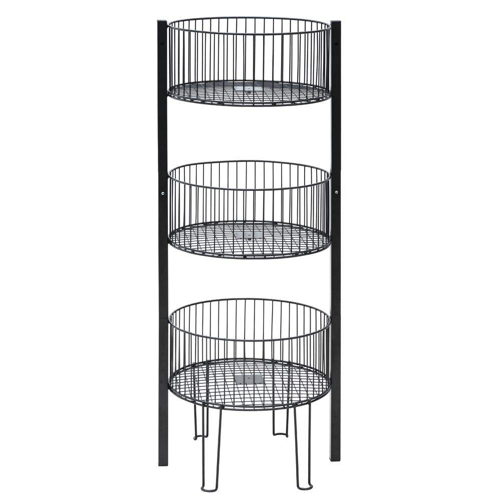 3-Tier Dump Bin - 18"Dia x 49 12/25"H by HUBERT – Metal, Black, Model 60807