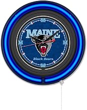 Holland Bar Stool Clk15BKMaineU NCAA 15 in. Dia. University of Maine Double Neon Wall Clock Black