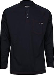 MCR Safety Flame Resistant FR Henley Work Shirt, FR Long Sleeve Men's Shirt, Navy, 5X-Large