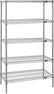 QUANTUM STORAGE SYSTEMS WR86-3672S-5 Starter Kit Wire Shelves Stainless Steel 5 Shelves 86" H x 72" W x 36" D
