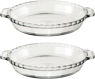 Anchor Hocking 2 Pack 9.5 Inch Glass Pie Plates – Classic Bakeware for Pies, Quiches, and Tarts – Oven Safe, Dishwasher Safe, Made in USA