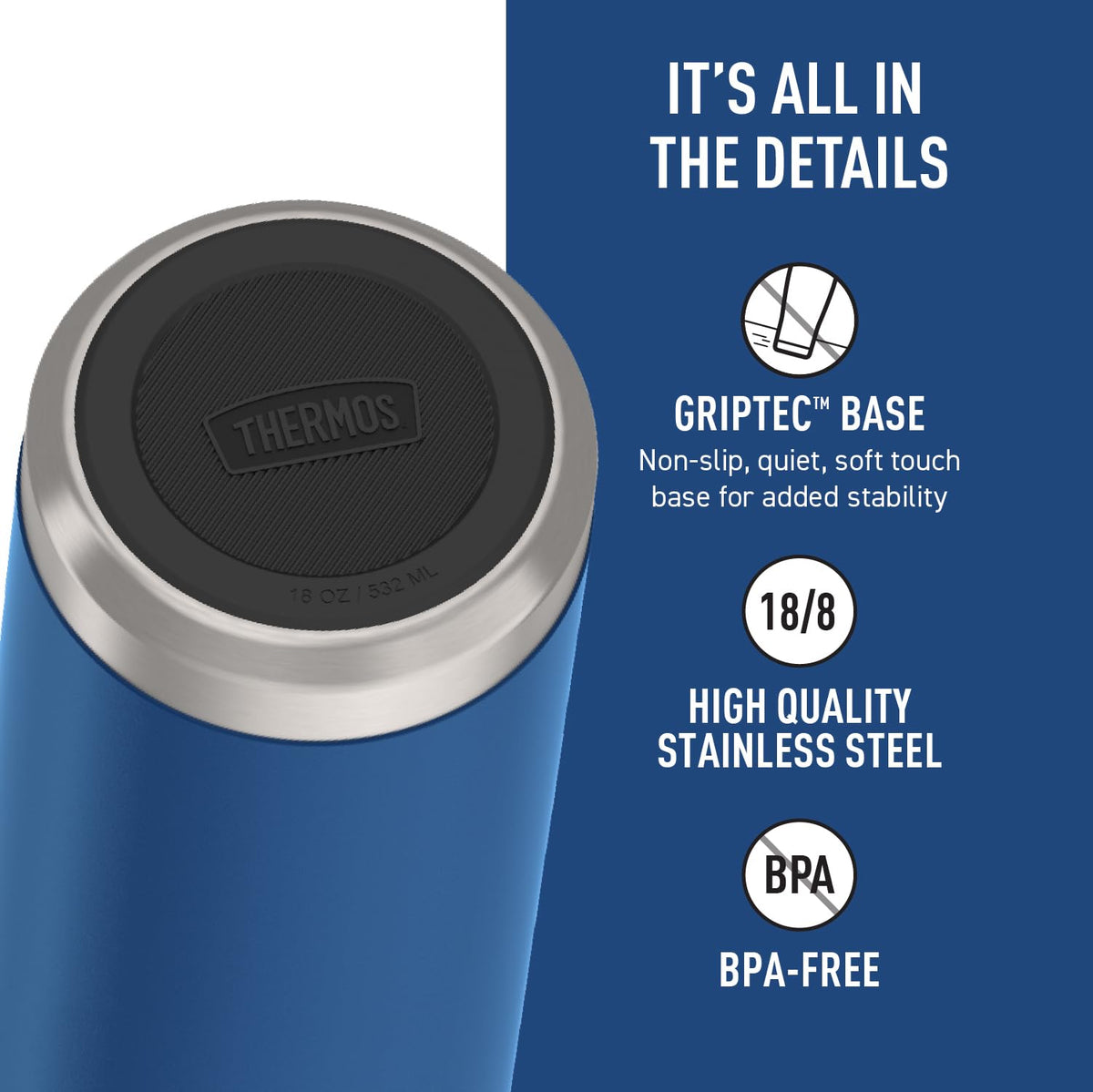THERMOS Navy / 18 Ounces (Pack of 4) / 1 Sports Water Bottles