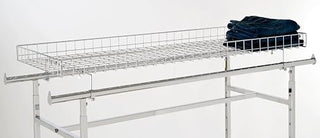 Econoco Adjustable Double Bar Rack + Grid Basket Topper, Optimal Display | Vinyl-Coated wire baskets fit slatwall, pegboard, or gridwall, double-slope design for easy merchandise visibility
