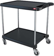 Metro MY2030-24BL myCart Series Black Polymer Utility Cart, 2 Shelf, 35.38 X 34.38 X 23.5-Inch