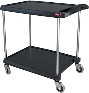 Metro MY2030-24BL myCart Series Black Polymer Utility Cart, 2 Shelf, 35.38 X 34.38 X 23.5-Inch