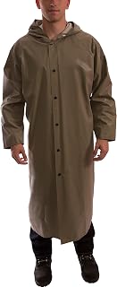 TINGLEY Magnaprene C12168 Waterproof Coat With Storm Fly Front, Attached Hood and Inner Cuffs, 60-Inch Length, Large, Olive Drab | Attached hood and Inner cuffs, Stitched seams, 60-inch length, 60-inch olive drab coat