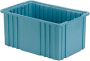 LewisBins Divider Box, 16-1/2" x 10-7/8" x 8", Light Blue, Lot of 6
