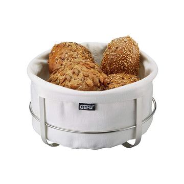 Bread Basket White by GEFU – 22 x 22 x 11,5 cm, CottonStainless Steel, White, Model GE33660