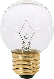 Satco S4538 120V Medium Base 25-Watt G16.5 Light Bulb, Clear