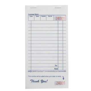 Guest Check Paper - 1 Part White by National Checking Company – Model 1200SP