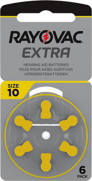 Extra Advanced Size 10 Hearing Aid Battery (Pack 60 PCS) by Rayovac – 6 Count (Pack of 10), Pack of 10