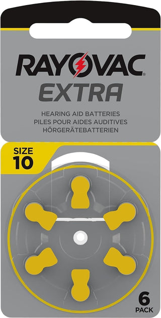 Extra Advanced Size 10 Hearing Aid Battery (Pack 60 PCS) by Rayovac – 6 Count (Pack of 10), Pack of 10