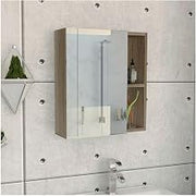 FM FURNITURE Lincoln Mirrored Medicine Cabinet with 3 Inner Shelves and 2 Open Shelves, Light Oak