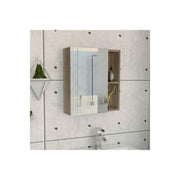 Lincoln Mirrored Medicine Cabinet with 3 Inner Shelves and 2 Open Shelves by FM FURNITURE – Engineered Wood, Light Oak, Model FM4767GLC