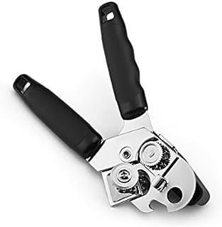 Farberware Classic Manual Can Opener with Bottle Opener, Stainless Steel Cutting Wheel and Comfortable Grip Handles, Black