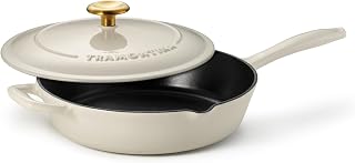 Tramontina Bestow Enameled Cast Iron 10-Inch Skillet with Lid, Latte