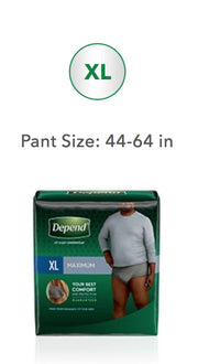 Depends Men Fitflex Max Extra Large Underwear – X Large, Cotton, Grey, Pack of 15
