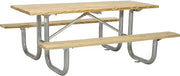 Global Industrial 8 ft. Wood Picnic Table, Galvanized Steel Frame
