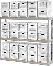 Global Industrial Record Storage Open With Boxes 72"W x 15"D x 60"H, Gray
