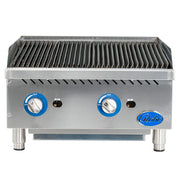 Countertop 24" Char Rock Gas Charbroiler by Globe Food Equipment – Stainless Steel, Model GCB24G-RK
