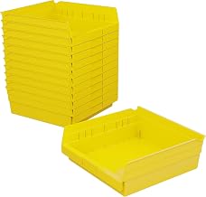 Akro-Mils 30170 Heavy Duty Plastic Shelf Bins, 12"x 11"x 4", Yellow, 12-Pk | Heavy Duty Nesting Storage Bins for Garage, Closet, Refrigerator, Kitchen, Cabinet, Drawer Organization, Pantry Organization