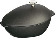 STAUB 2 Quart 7 x 9 1/2 inch Mussel Pot with Stainless Steel Knob, Black Matte