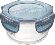 Bormioli Rocco Evolution 6.25 oz. Round Tempered Glass Leak-Proof Food Storage Container, Gray Lid, Set of 12