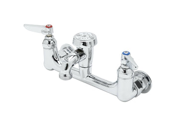 B-0674-Pol, Service Sink Faucet, Wall Mount, 8-Inch Centers, Vacuum Breaker, Garden Hose Outlet, Polished by T&S Brass – not_applicable, Brass