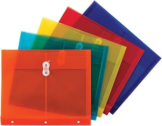 SMEAD Poly Project Envelope, 1-1/4" Expansion, String-Tie Closure, Side Load, Letter Size, 5 per Pack (89519)