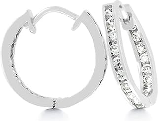 19mm Channel-Set Cubic Zirconia Inside-Out Hoop Earrings, Silver Tone