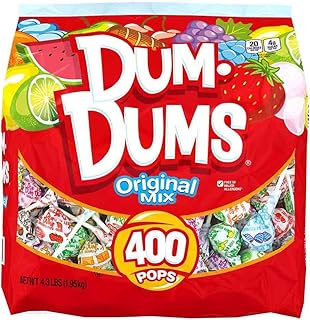 Dum Dums Original Mix 400 ct. Bag - All-Time Classic Flavors, Assorted Suckers in Bulk Candy Bag - Individually Wrapped Lollipops for Any Occasion