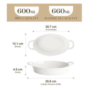 Malacasa Ceramic Casserole Dish, 8 x 5 Inch Oval Bakeware Set of 4, White