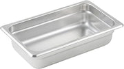 Winco 2 1/2" Silver 1/4 Size Metal Steam Table Pan, Anti-Jam (Set of 72)