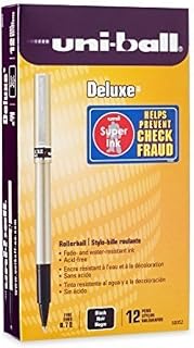 Uni-Ball Deluxe Roller Ball Pens, (60052) Black Ink, Fine Point (2-Pack of 12)