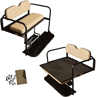 Performance Plus Carts EZGO RXV Golf Cart Flip Folding Rear Seat Kit | Compatible with 2008-Up Models (Stone)