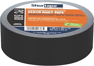 Shurtape PC 618 Performance Grade, Colored Cloth Duct Tape, Excellent Holding Power, 48mm x 55m, Black, 1 Roll (203674)