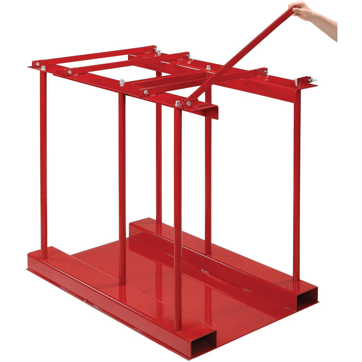 Stationary Forkliftable Cylinder Storage Caddy with by Global Industrial – 34" W x 43" D x 41" H, Alloy Steel, Red, Model 270219