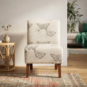 Brown Linen Butterfly Lily Chair by Furnifact – Eucalyptus Wood, Local Hardwoods, Fabric, Foam, Rubberwood,Plywood, Brown