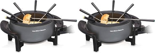 Hamilton Beach 12 Cup Electric Fondue Pot Set with Temperature Control, 6-Color Coded Forks, for Cheese, Chocolate, Hot Oil, Broth, 3 Quart PFAS-Free Nonstick Interior, Gray (86202) (Pack of 2)