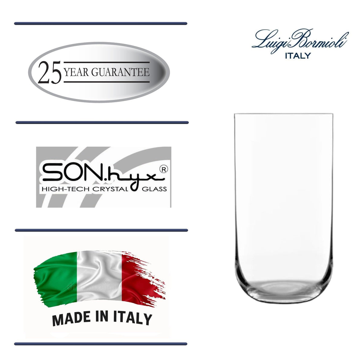 Sublime Highball Glasses by Luigi Bormioli – 20 Oz., 20 fluid_ounces, Glass, Clear, Pack of 4