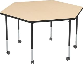 Learniture Structure Series Mobile Hex Collaborative Adjustable Height Table