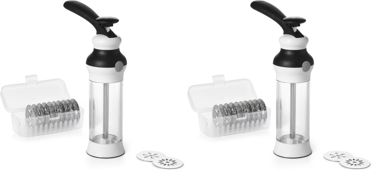 Good Grips 14-Piece Cookie Press Set by OXO – 100 (Pack of 2), Plastic, Negro, Pack of 2, Model 1257580V5