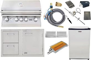 Lion BBQ Direct Premium 7-Piece 32" Natural Gas Grilling Set: Ready-to-Use with Included Hoses, Vent, & Searing burner