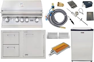 Lion BBQ Direct Premium 7-Piece 32" Natural Gas Grilling Set: Ready-to-Use with Included Hoses, Vent, & Searing burner