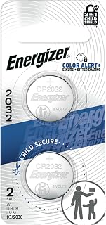 Energizer 2032 Batteries (2 Pack), 3V Lithium Coin Batteries With 3-in-1 Child Shield