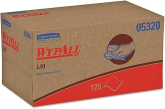 Wypall 05320 L10 Utility Wipes, POP-UP Box, 1Ply, 9 x 10 1/2, White, 125/Box, 18 Boxes/Carton