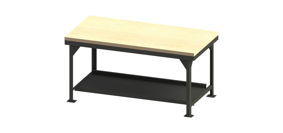 Workbench with Maple top by Durham – One Size, Steel, Gray, Model HDWB-MT-3672-95