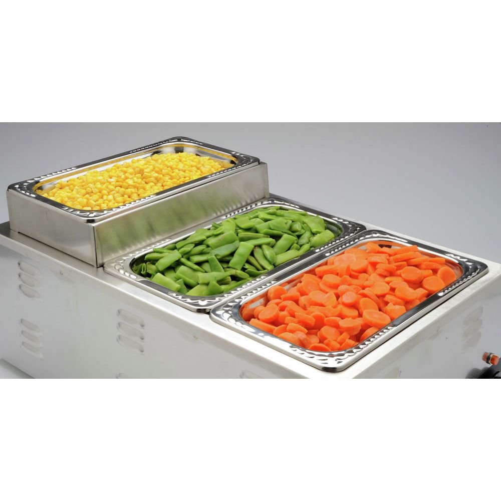 Steam Table Pan Riser Full Size Stainless Steel Pan Elevator - 22" L x 12" W x 4" H by HUBERT – Stainless Steel, Metal, Model ENM2012SS